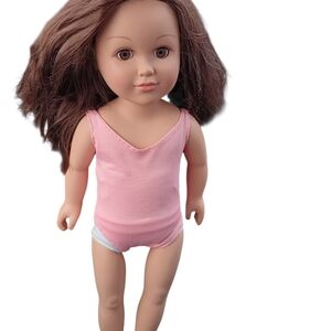 Pink Doll with Brown Hair